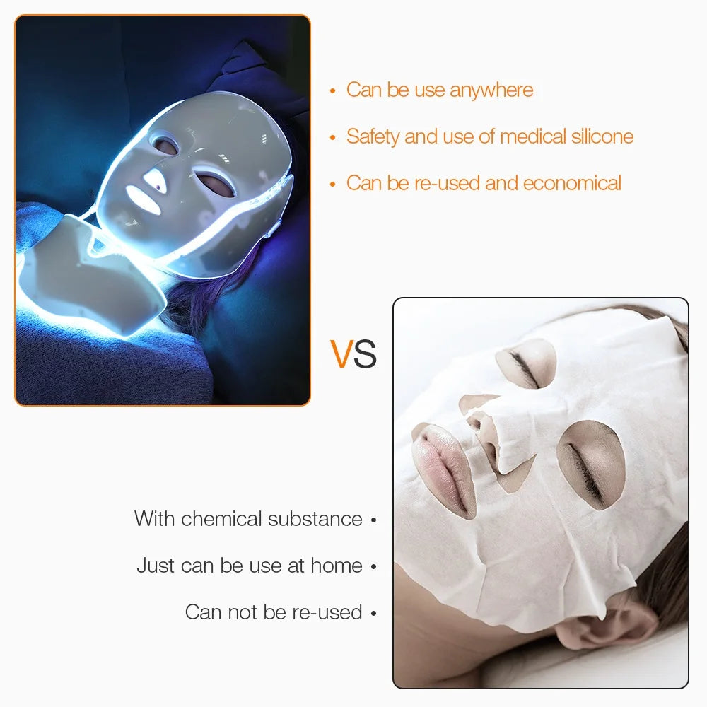 7-Color LED Facial Mask – Skin Rejuvenation & Anti-Acne Beauty Device