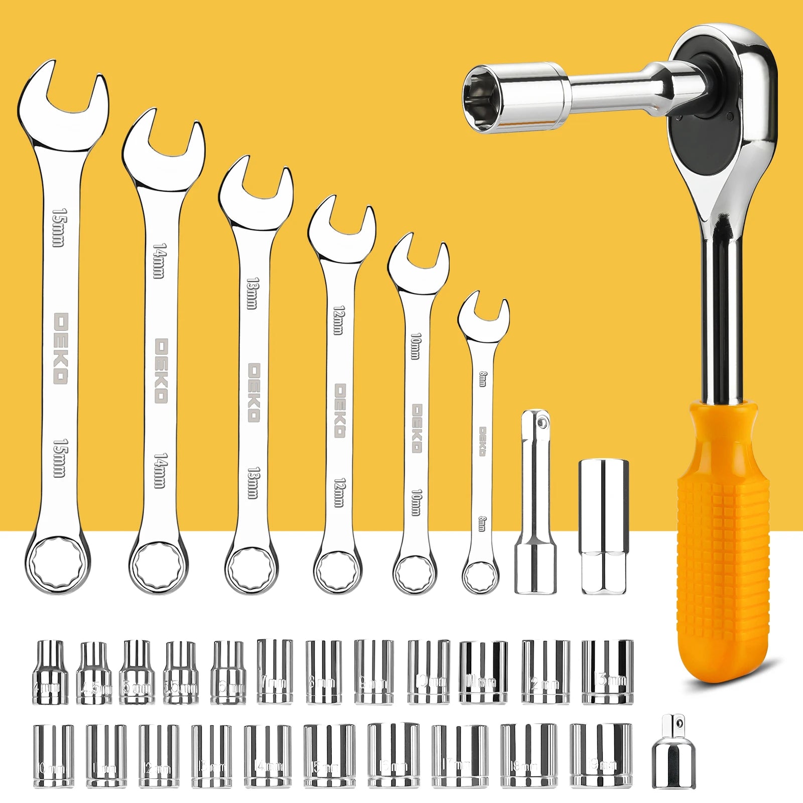 DEKO 228-Piece Auto Repair Tool Set – Socket Wrench Kit with Toolbox