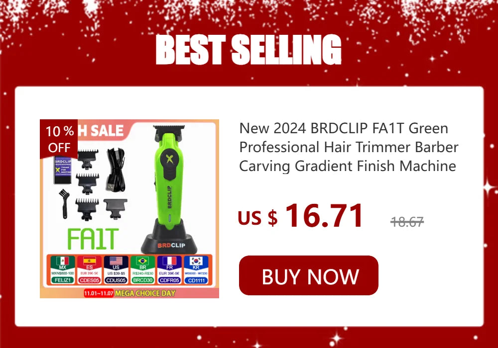 BRDCLIP FA1T Pro Hair Trimmer – Gradient Clipper with Charging Stand