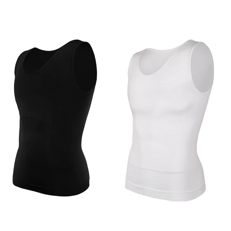 Men’s Compression Shirt – Tummy Control Slimming Vest for Workout & Waist Training