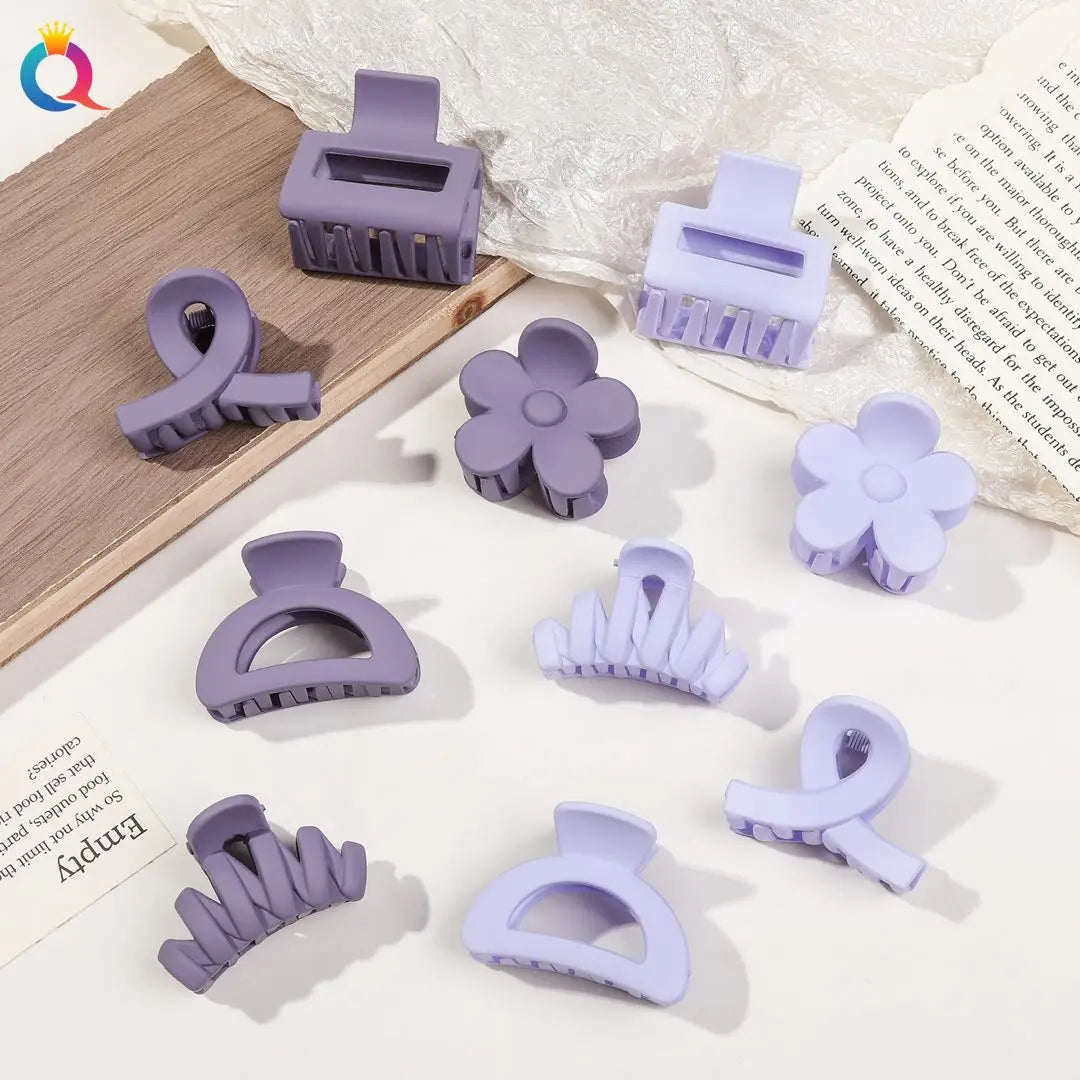 5-Piece Matte Flower Hair Claw Clips – Small Barrettes for Thin Hair