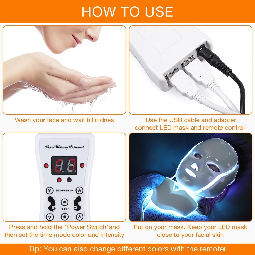 7-Color LED Facial Mask – Skin Rejuvenation & Anti-Acne Beauty Device