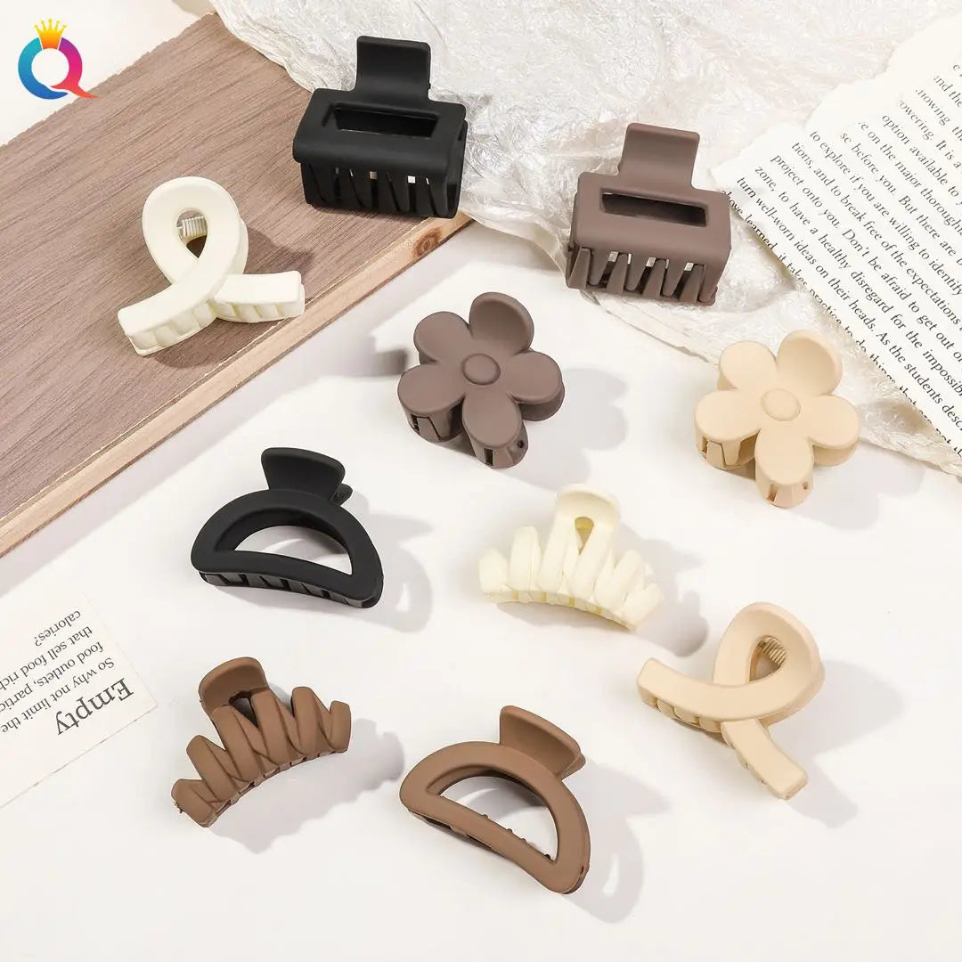 5-Piece Matte Flower Hair Claw Clips – Small Barrettes for Thin Hair