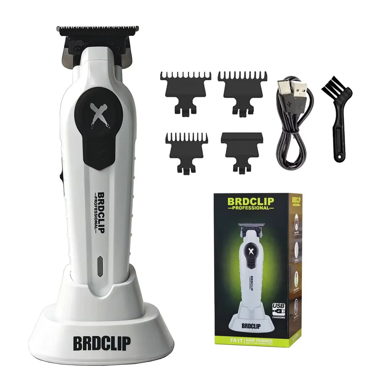 BRDCLIP FA1T Pro Hair Trimmer – Gradient Clipper with Charging Stand