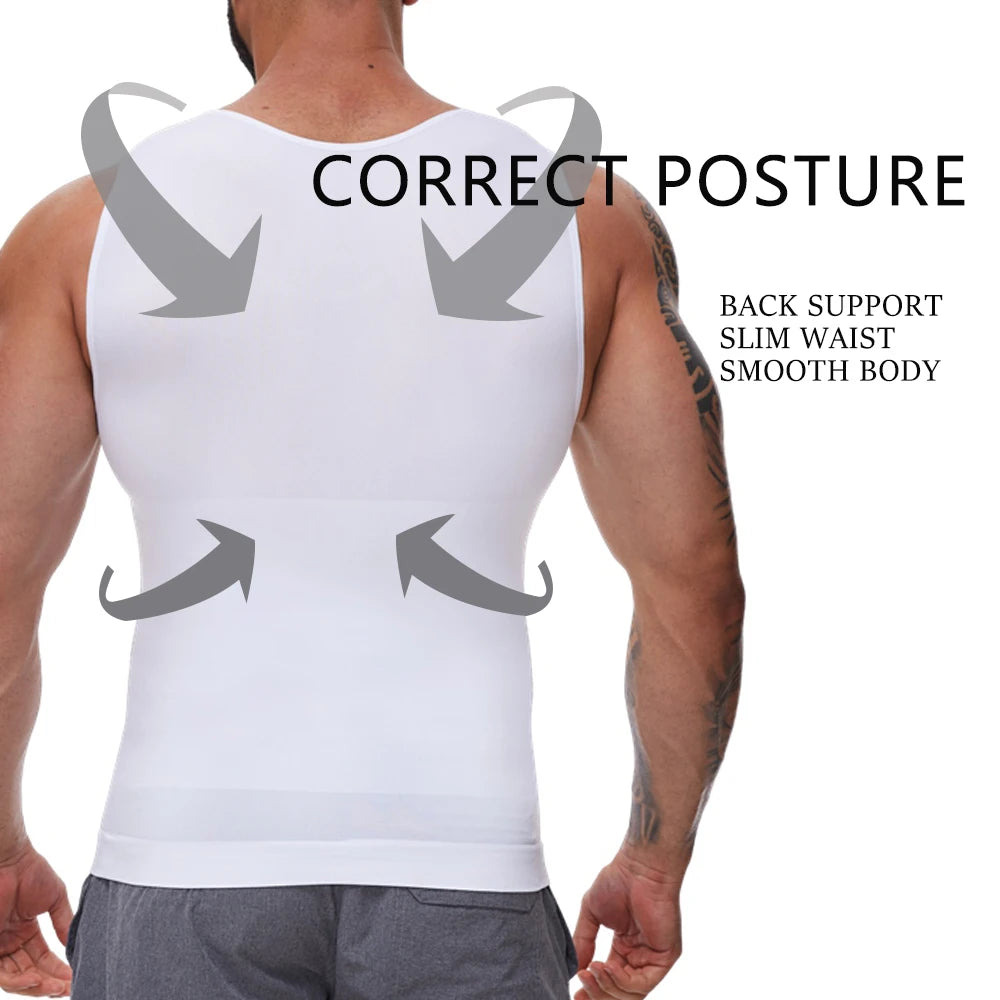 Men’s Compression Shirt – Tummy Control Slimming Vest for Workout & Waist Training