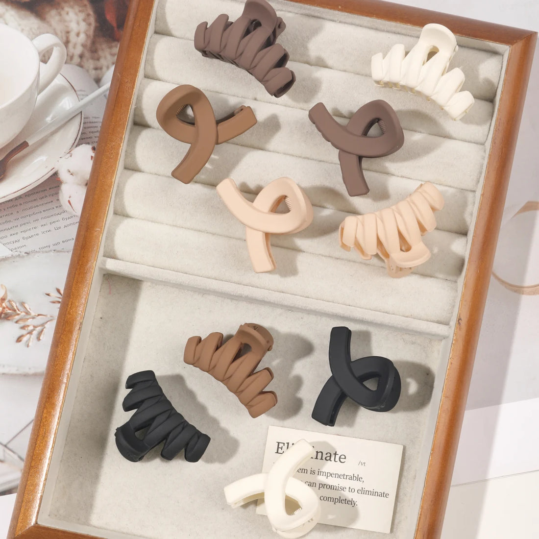 5-Piece Matte Flower Hair Claw Clips – Small Barrettes for Thin Hair