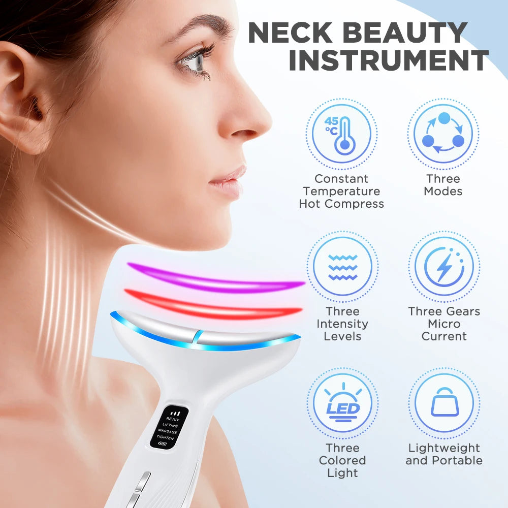 LED Neck & Face Massager – EMS Lifting, Heat Therapy & Skin Rejuvenation
