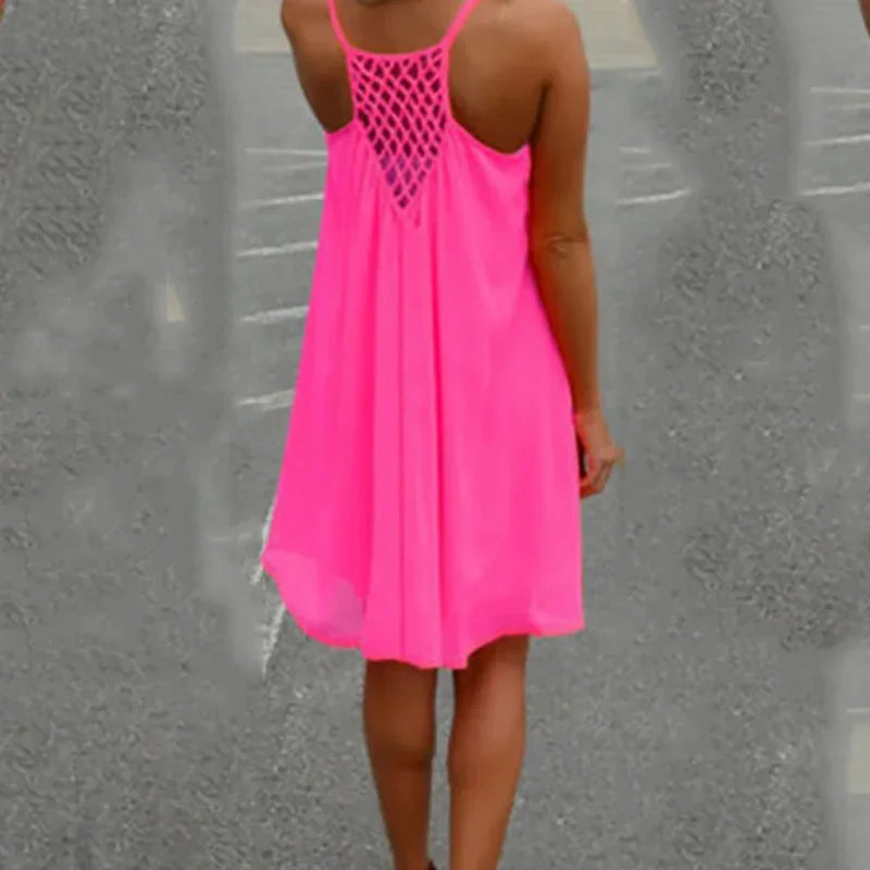 Women’s Casual Summer Mini Dress – Sleeveless Spaghetti Strap Bodycon