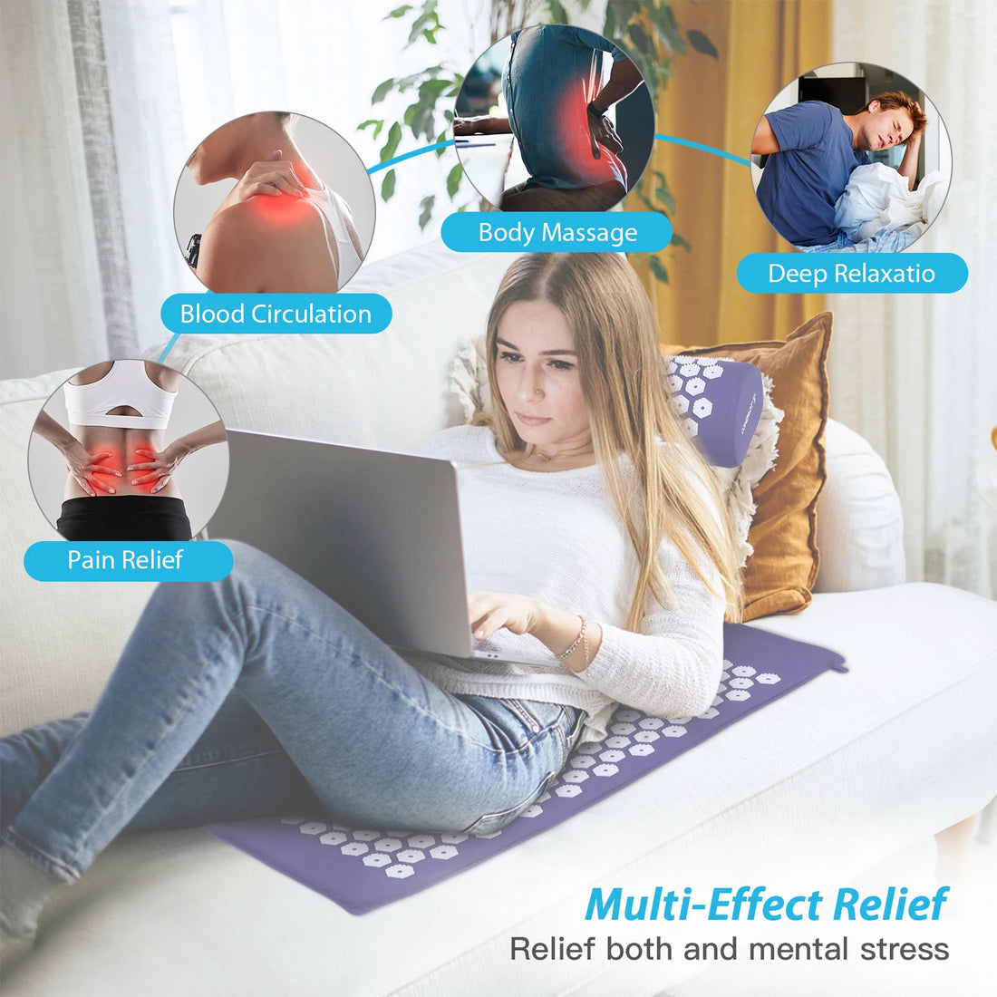 Acupressure Mat & Pillow Set – Massage Cushion for Pain & Stress Relief