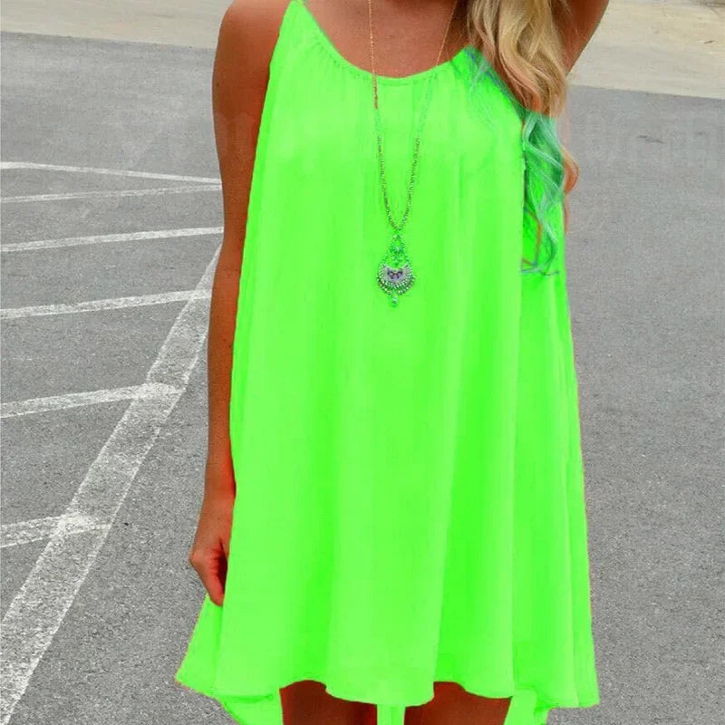 Women’s Casual Summer Mini Dress – Sleeveless Spaghetti Strap Bodycon