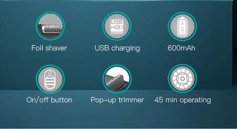 VGR 390 Mini Cordless Beard Trimmer – Rechargeable Electric Shaver for Men