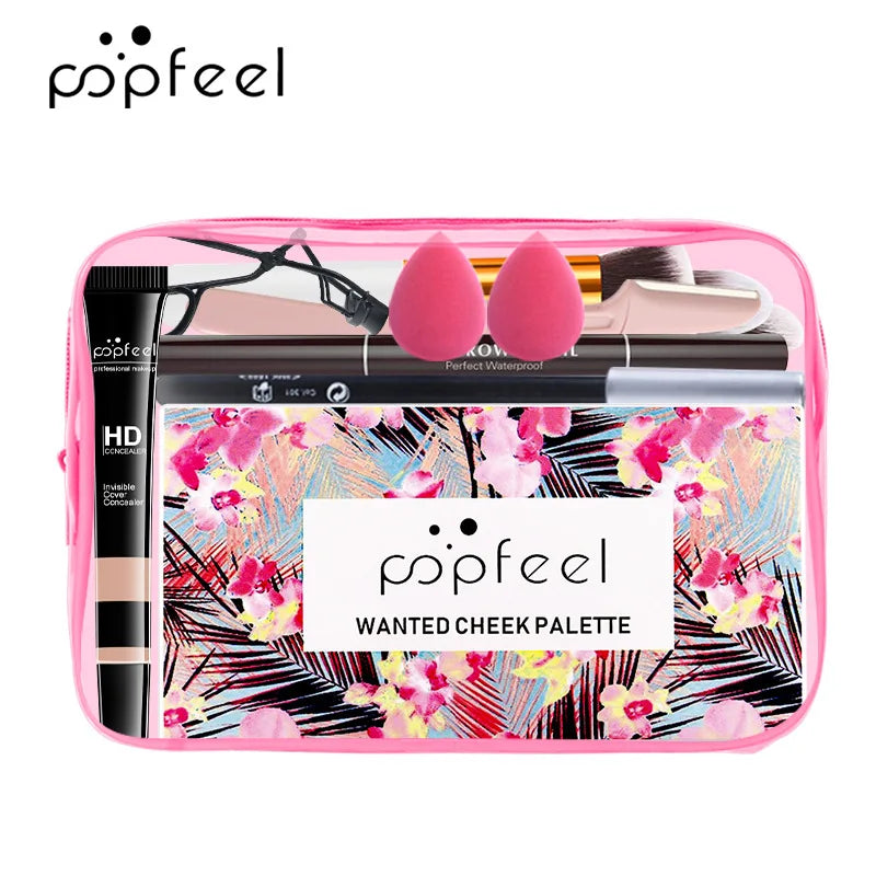 POPFEEL All-in-One Makeup Kit – Eyeshadow, Foundation, Lip Gloss, Brushes & More