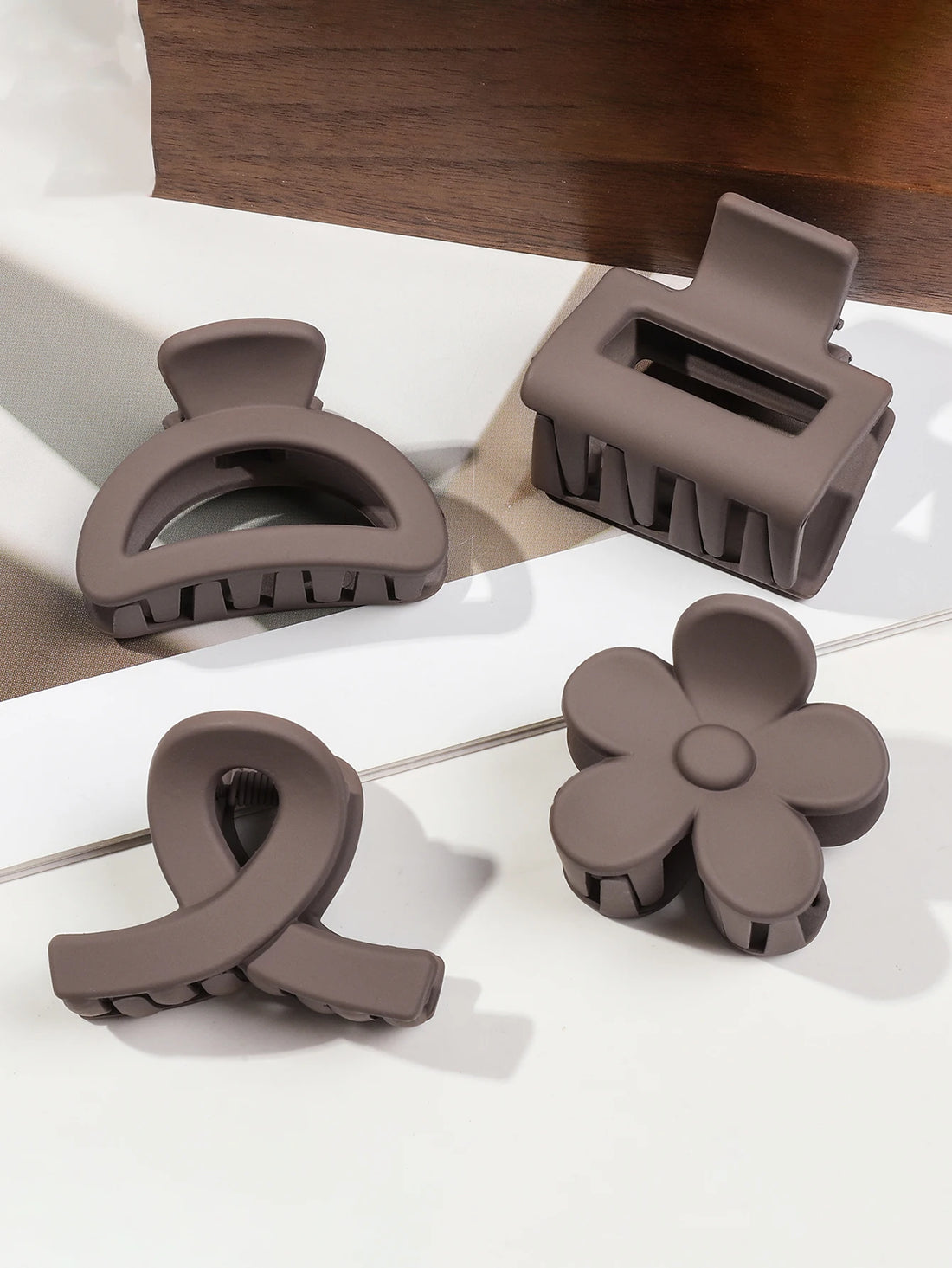 5-Piece Matte Flower Hair Claw Clips – Small Barrettes for Thin Hair