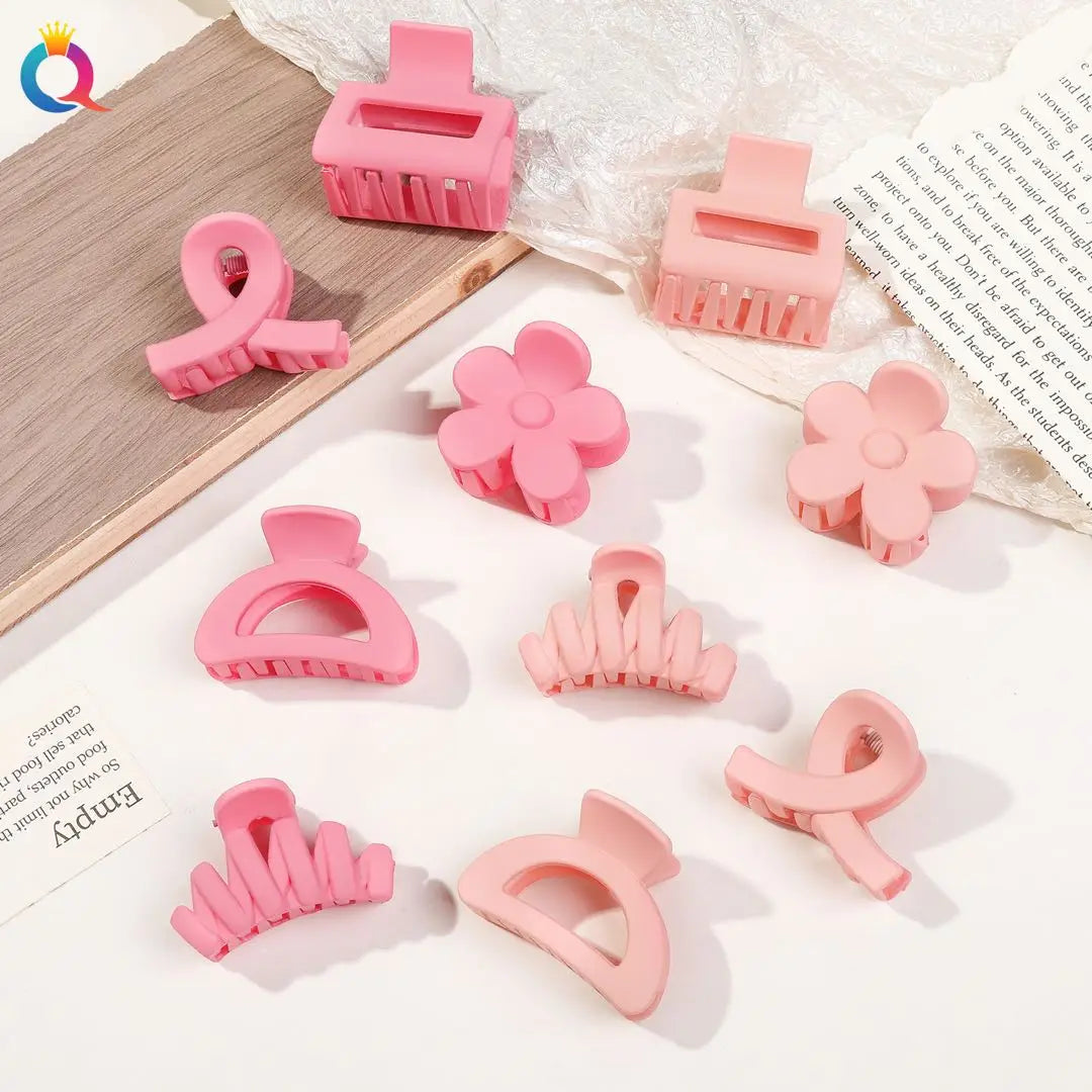 5-Piece Matte Flower Hair Claw Clips – Small Barrettes for Thin Hair