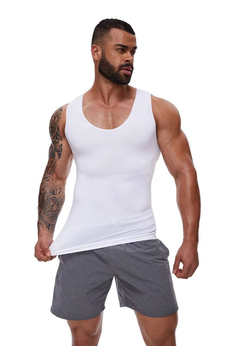 Men’s Compression Shirt – Tummy Control Slimming Vest for Workout & Waist Training