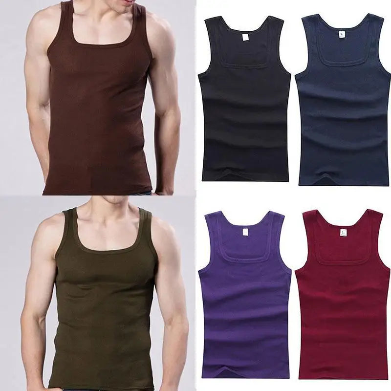 Men’s 100% Cotton Sleeveless Tank – Oversized Muscle Fit Gym T-Shirt