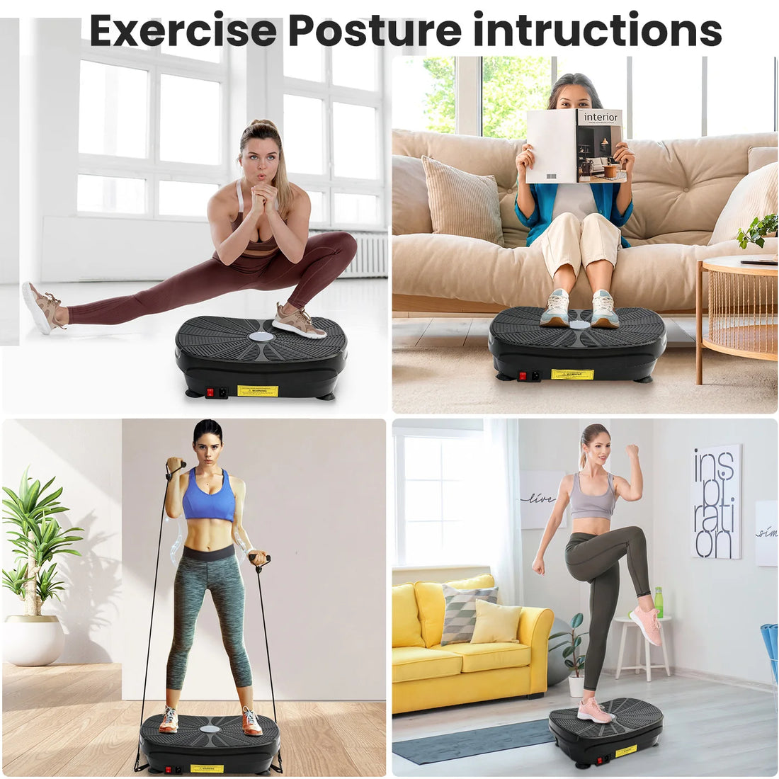 Whole Body Vibration Plate – Slimming Fitness Machine with Bands & Remote
