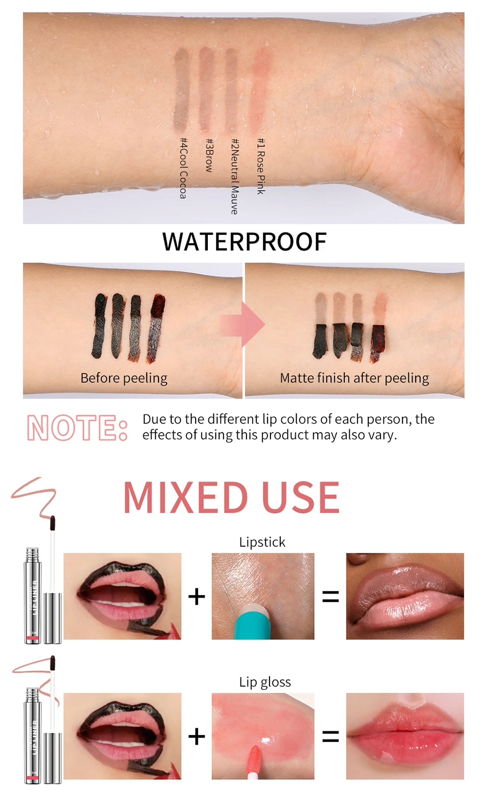 Peel-Off Lip Tint – Waterproof, Long-Lasting Matte Lip Stain