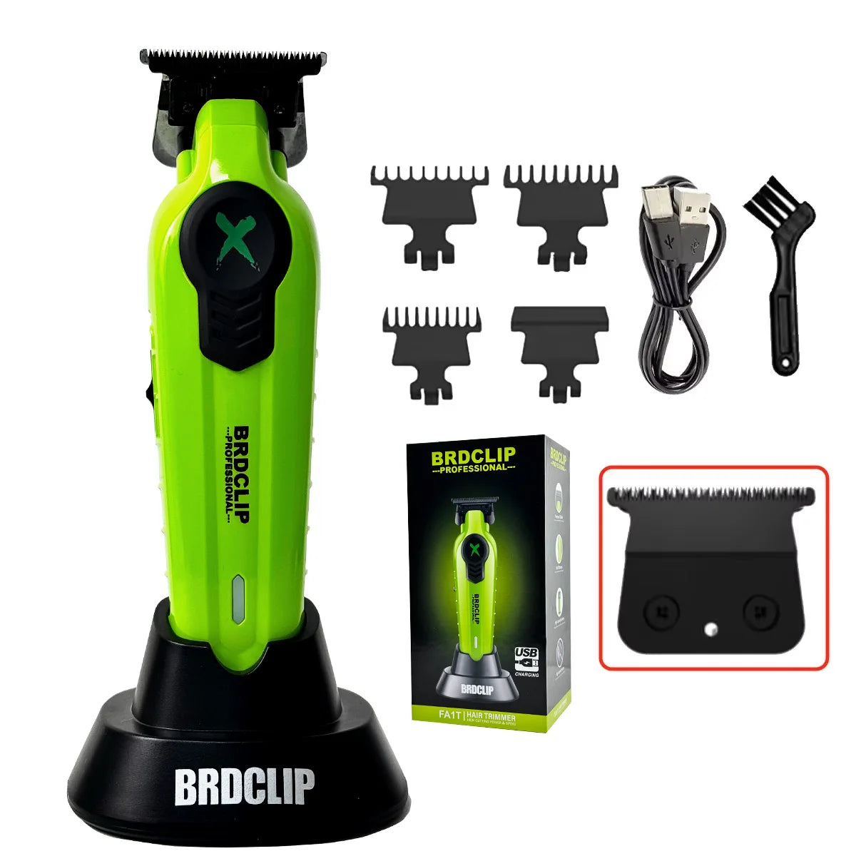 BRDCLIP FA1T Pro Hair Trimmer – Gradient Clipper with Charging Stand